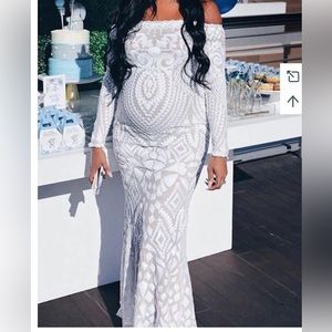 Momy Knows White sequin detailed Maternity dress